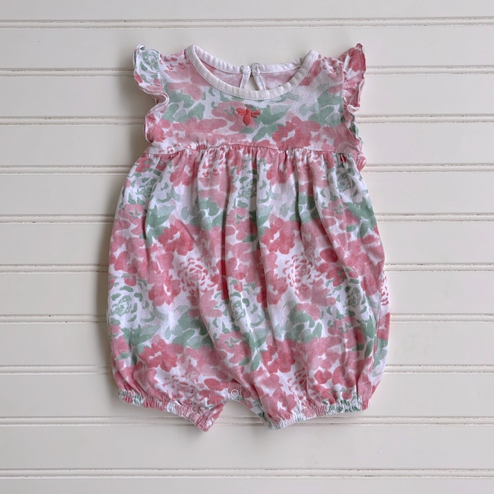 BURTS BEES 100% Organic Cotton Floral Ruffle Sleeve Bubble